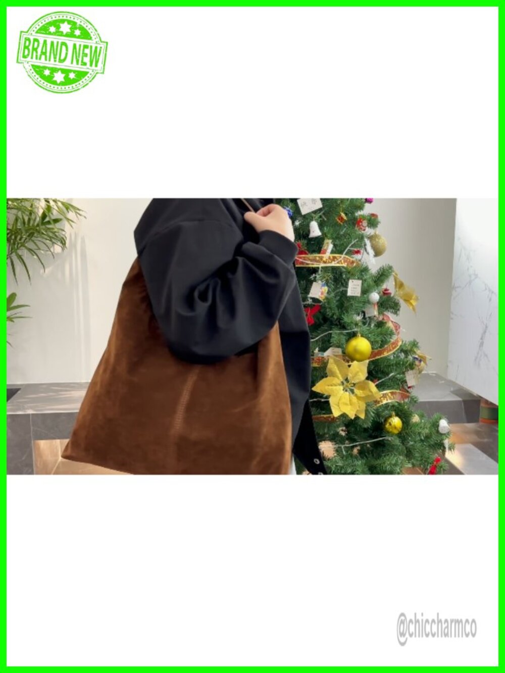 Faux Suede Slouchy Hobo Shoulder Bag with Zipper Pockets - Picture 6 of 6
